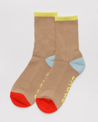 Baggu Ribbed Sock - Beige Mix Small