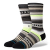 black green and white striped patterned stance men's crew socks