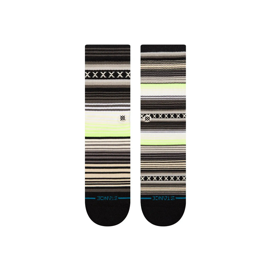 black green and white striped patterned stance men's crew socks