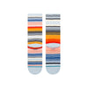 blue pink orange and yellow striped patterened stance men's crew sock