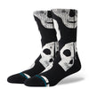 black stance combed cotton men's socks with white skulls