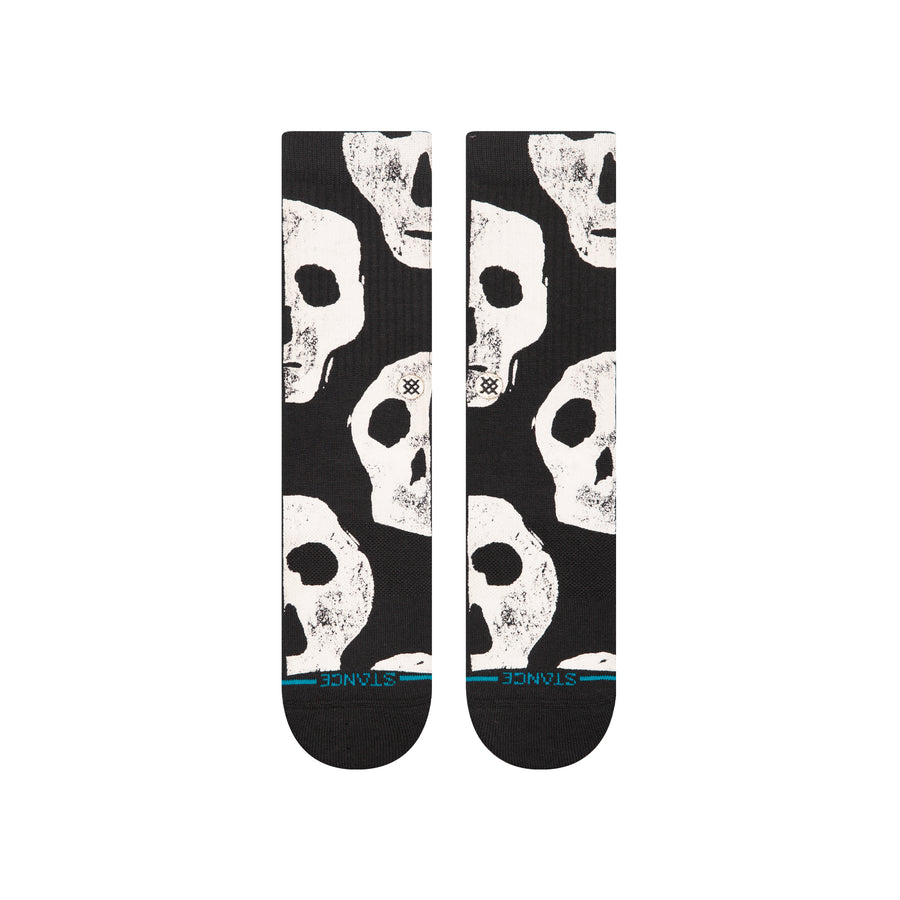 black stance combed cotton men's socks with white skulls