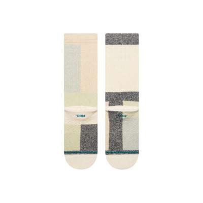 Back view of multi-colored pastel grey, white, and green men's stance butterblend crew sock.