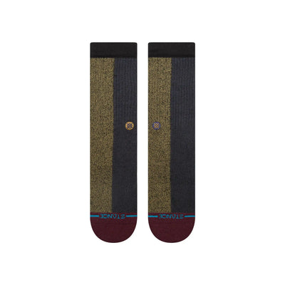 navy and gold stance butterblend men's crew socks with burgundy toe