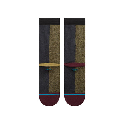 navy and gold stance butterblend men's crew socks with burgundy toe