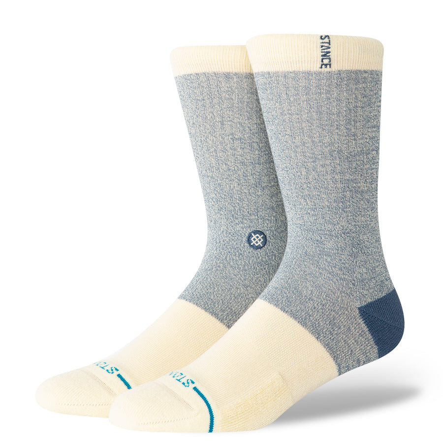 Pale yellow and heather blue stance butterblend socks  on a white background