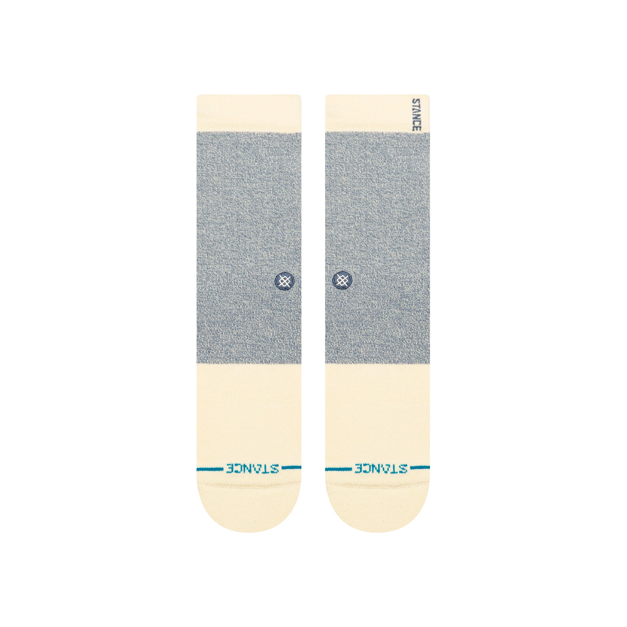 Pale yellow and heather blue stance butterblend socks  on a white background