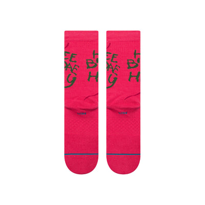 pink harry potter men's stance socks with the phrase happee birthdae harry