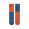 blue and orange alternating block pattern stance cotton crew socks