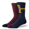 1 blue and 1 red men's harry potter crew length stance socks ron & harry