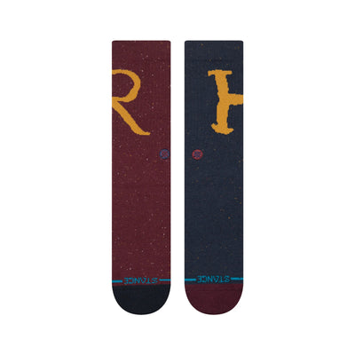 1 blue and 1 red men's harry potter crew length stance socks ron & harry