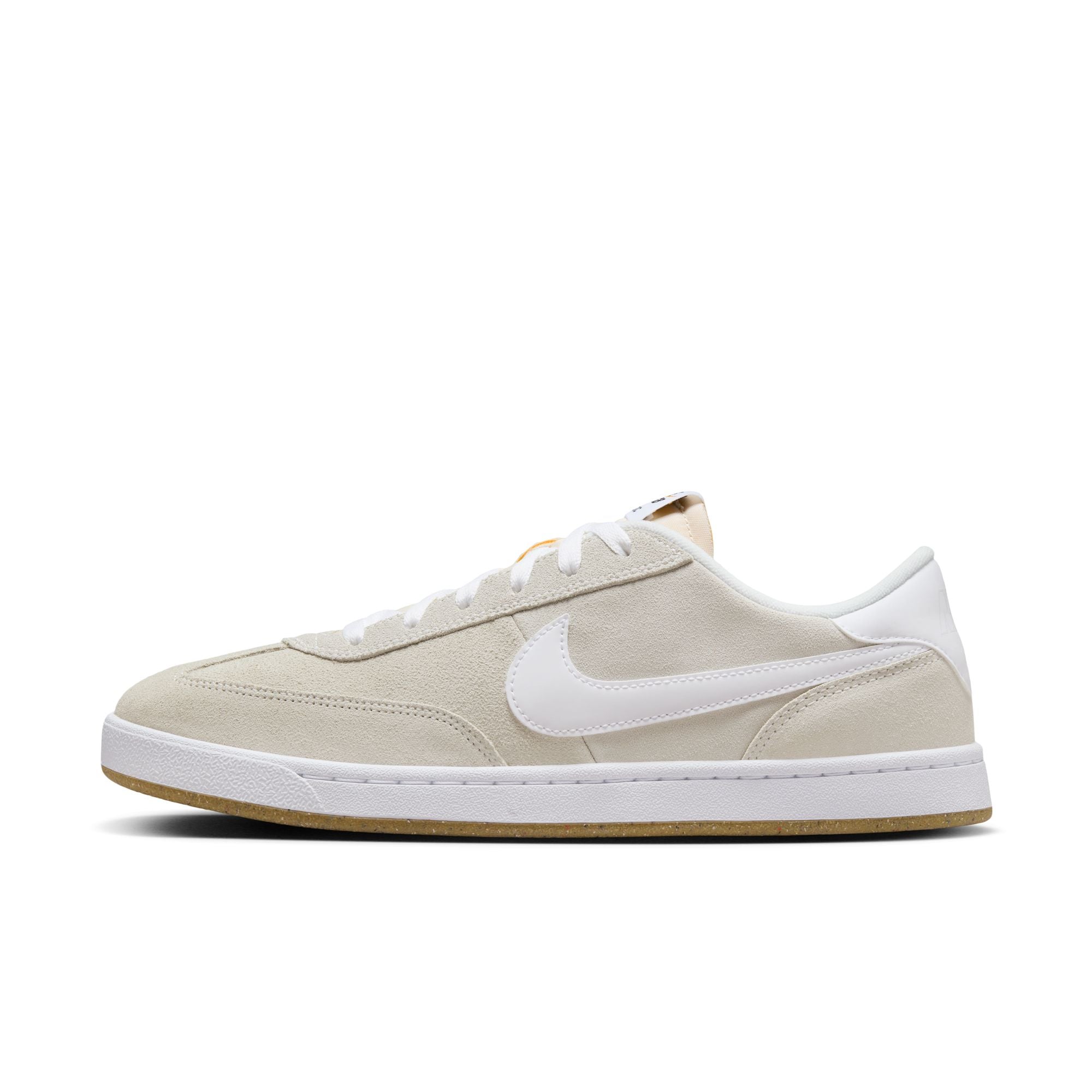 tan men's and women's nike sb FC Classic skateboard shoes with white sole and white swoosh