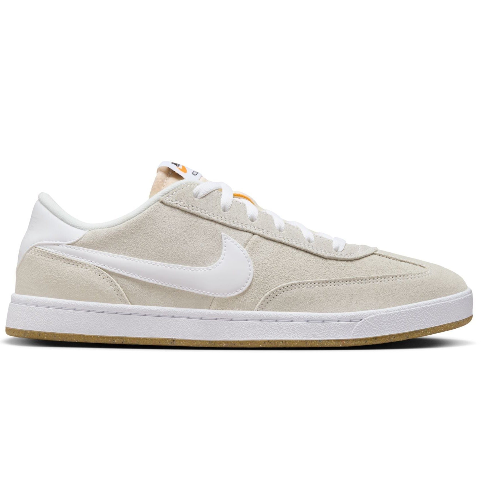 tan men's and women's nike sb FC Classic skateboard shoes with white sole and white swoosh