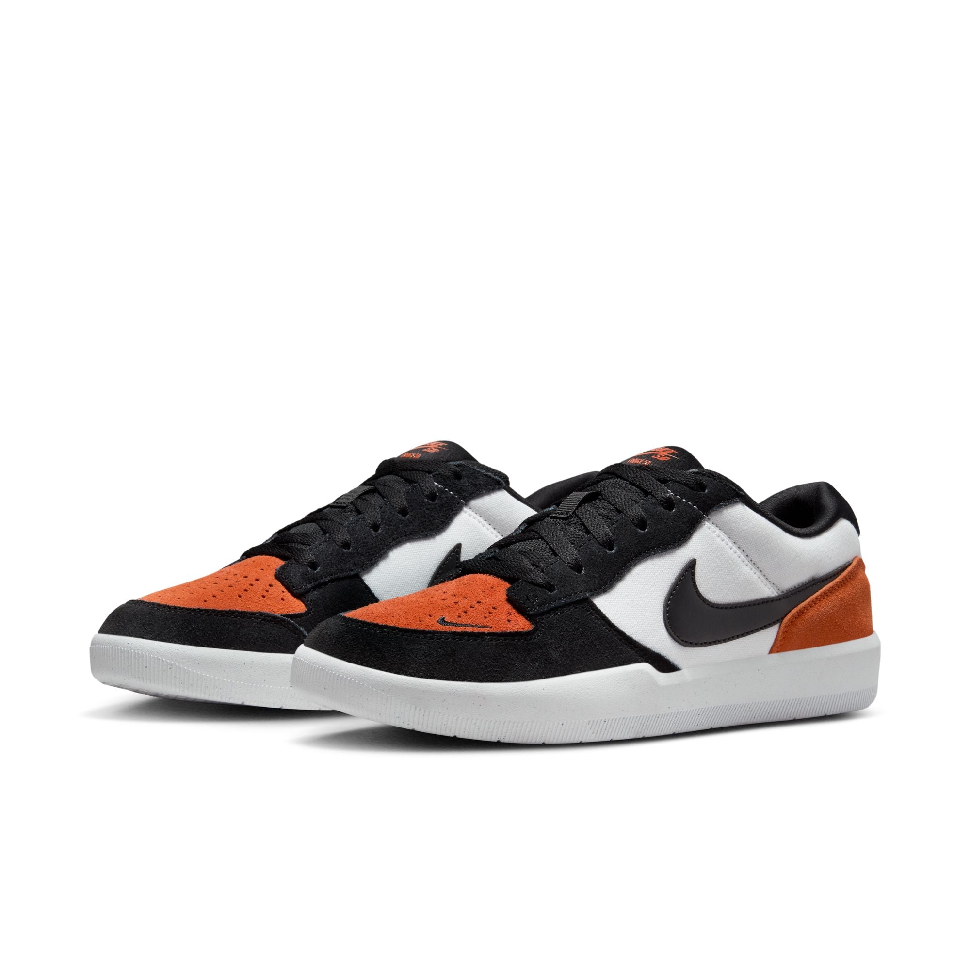 red, black and white nike sb men's force 58 skateboard shoes with speckled white sole