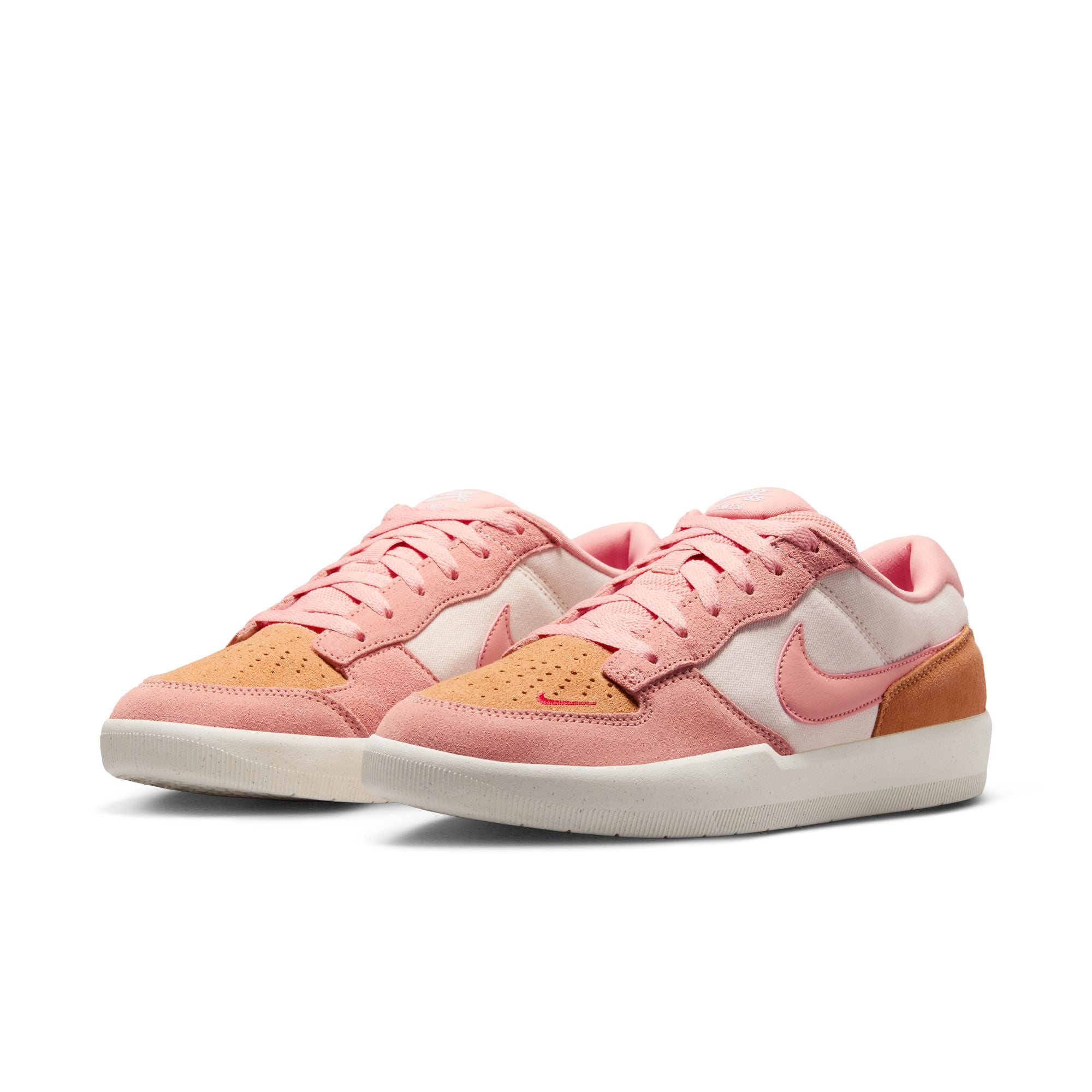 men's pink nike sb force 58 with brown details and light colored sole