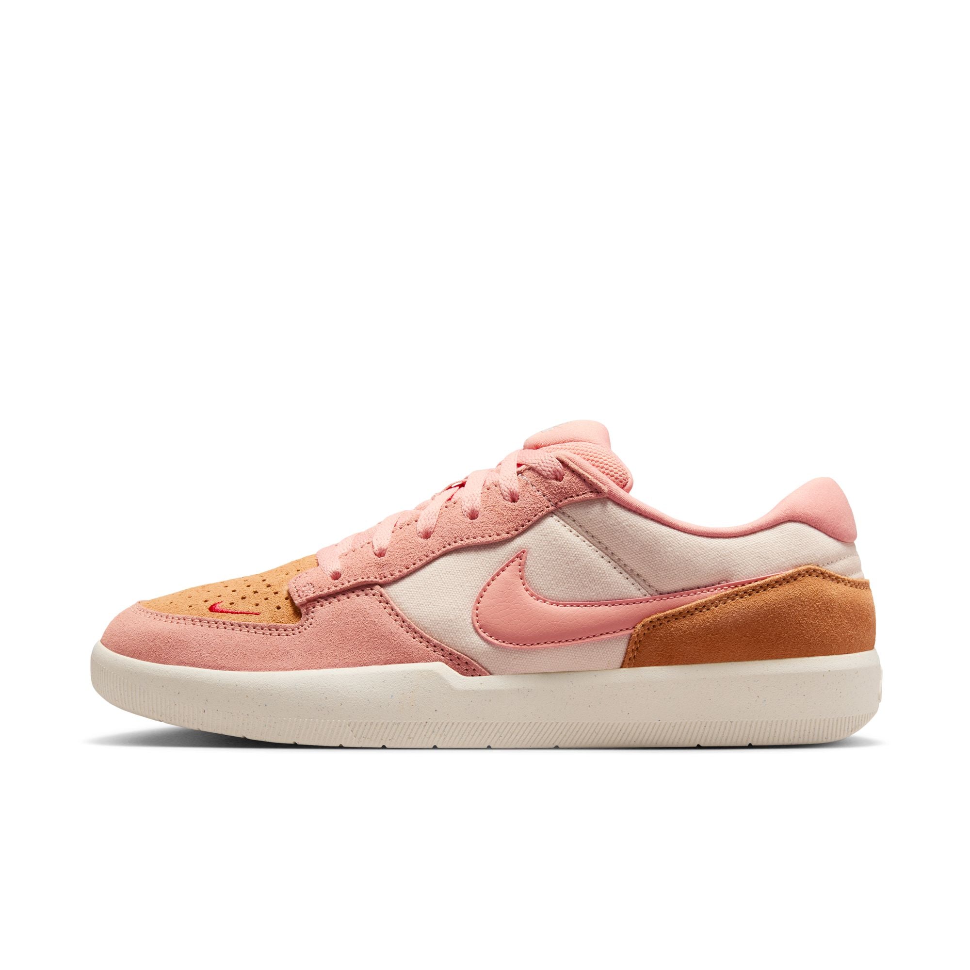 men's pink nike sb force 58 with brown details and light colored sole