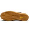 navy blue and green nike sb force 58 men's skateboard shoe with golden yellow nike swoosh and gum sole