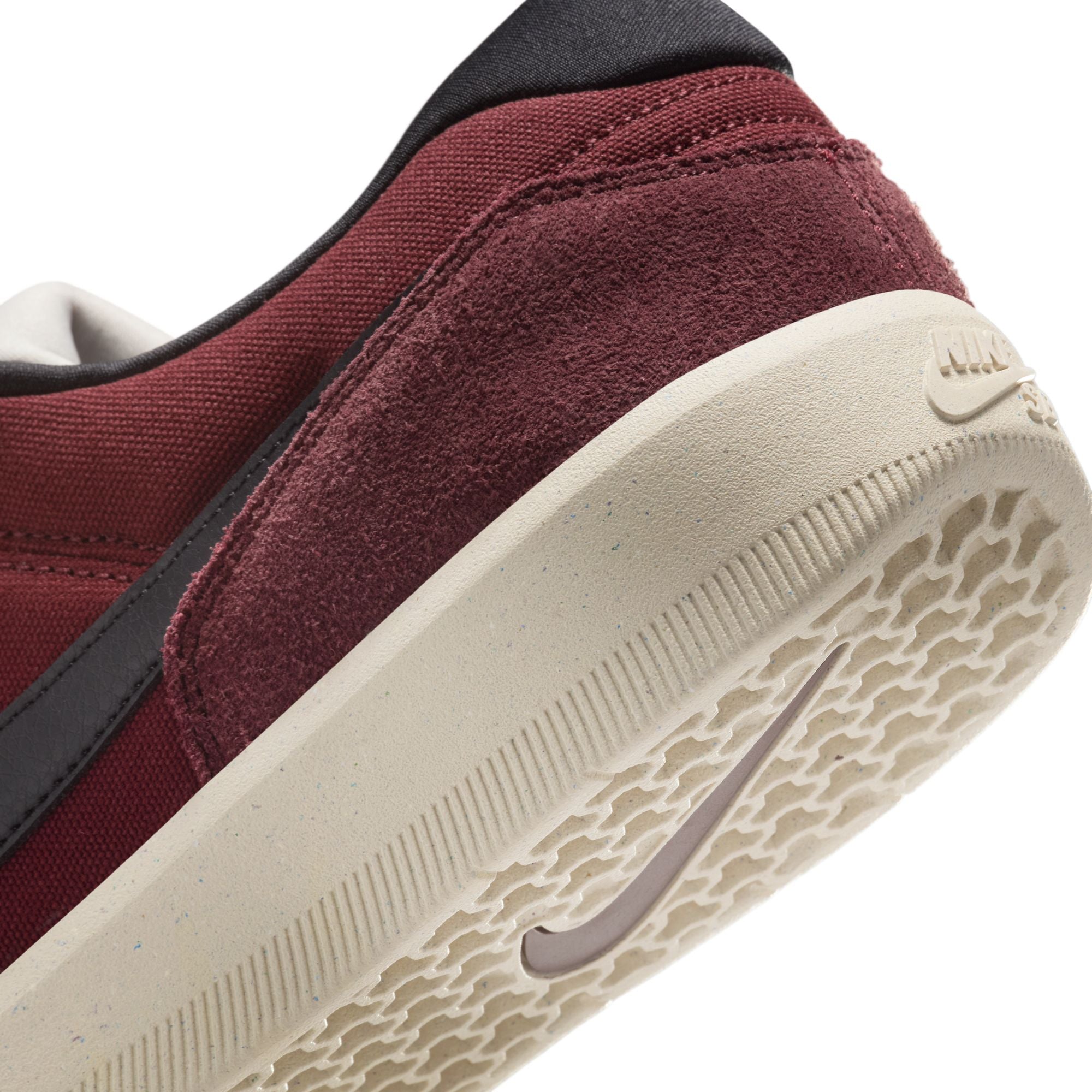 burgundy red nike sb force 58 skateboard shoes with off white sole and black swoosh