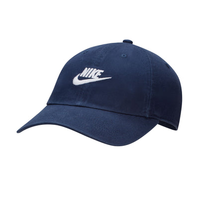 blue nike hat with white nike logo