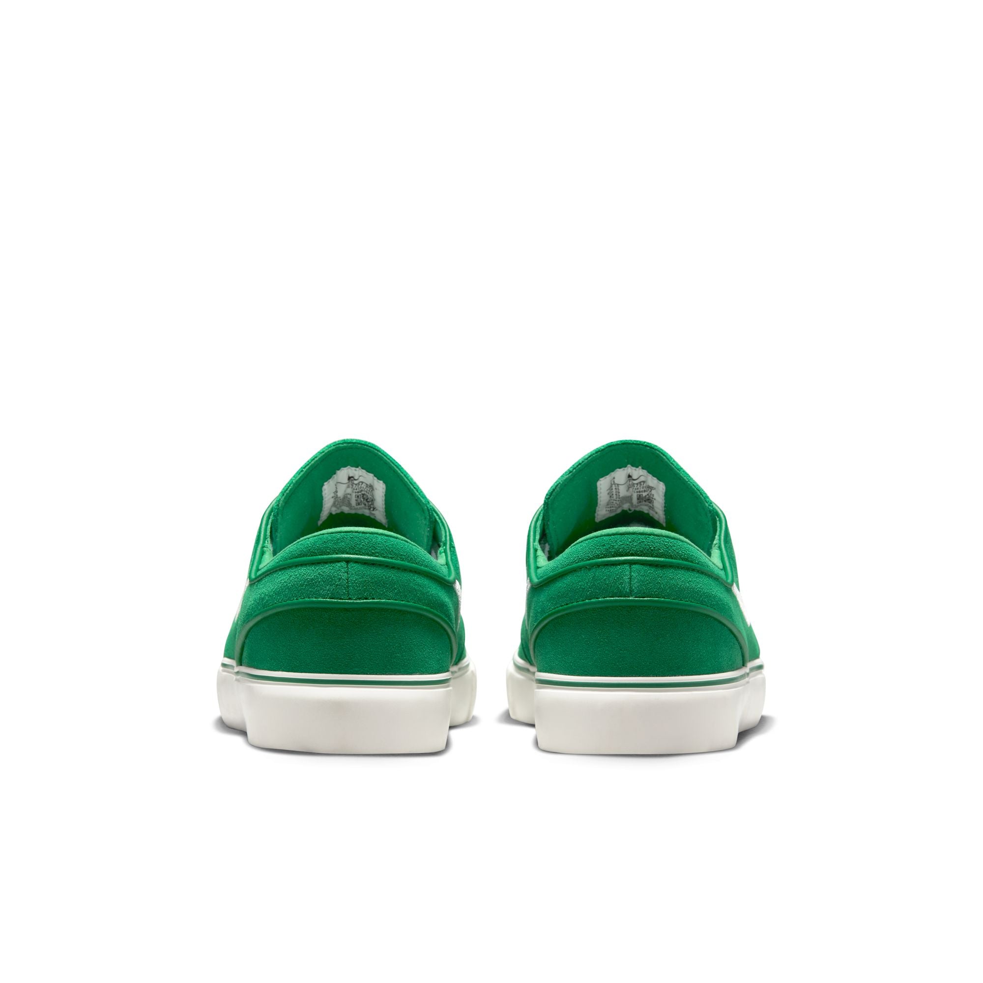 Green nike sb janoski skateboard sneaker with white swoosh logo on a white background
