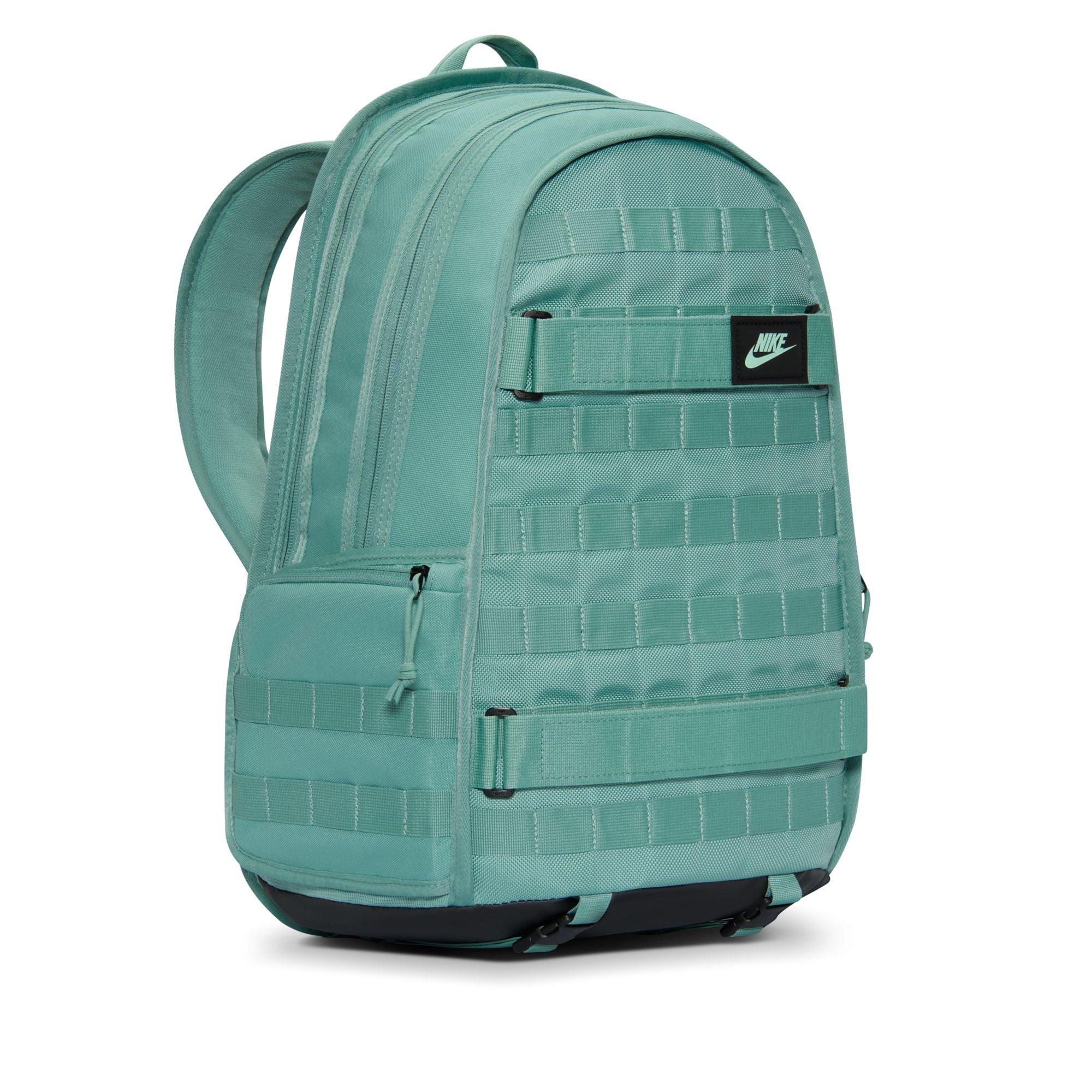 Teal backpack with Nike logo on a white background