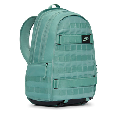 Teal backpack with Nike logo on a white background