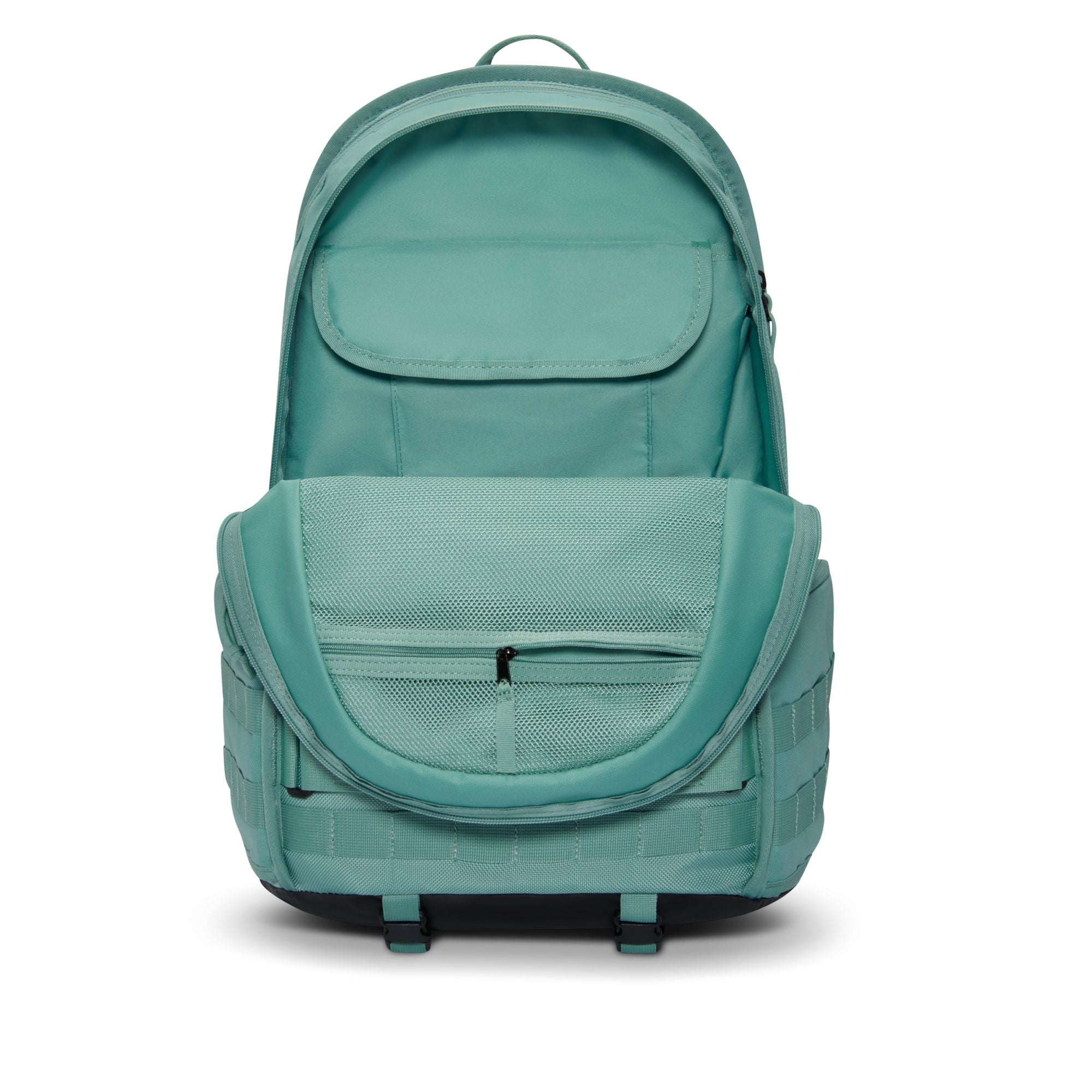 Teal backpack with Nike logo on a white background