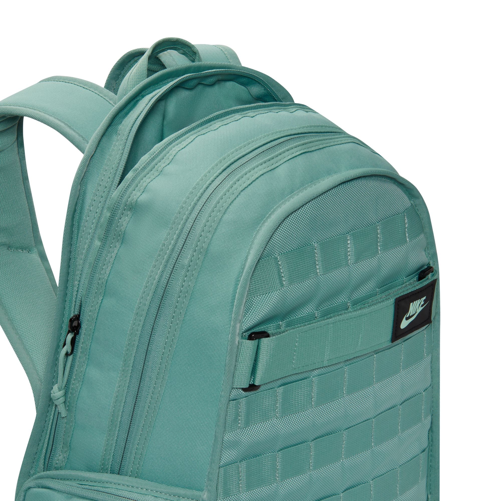 Teal backpack with Nike logo on a white background