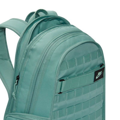 Teal backpack with Nike logo on a white background
