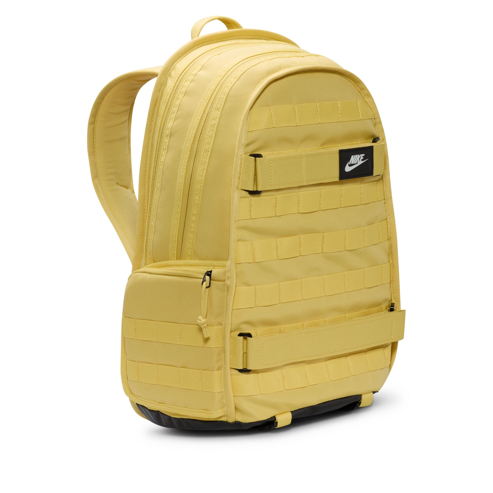 Yellow nike sb prm skate backpack with Nike logo on a white background