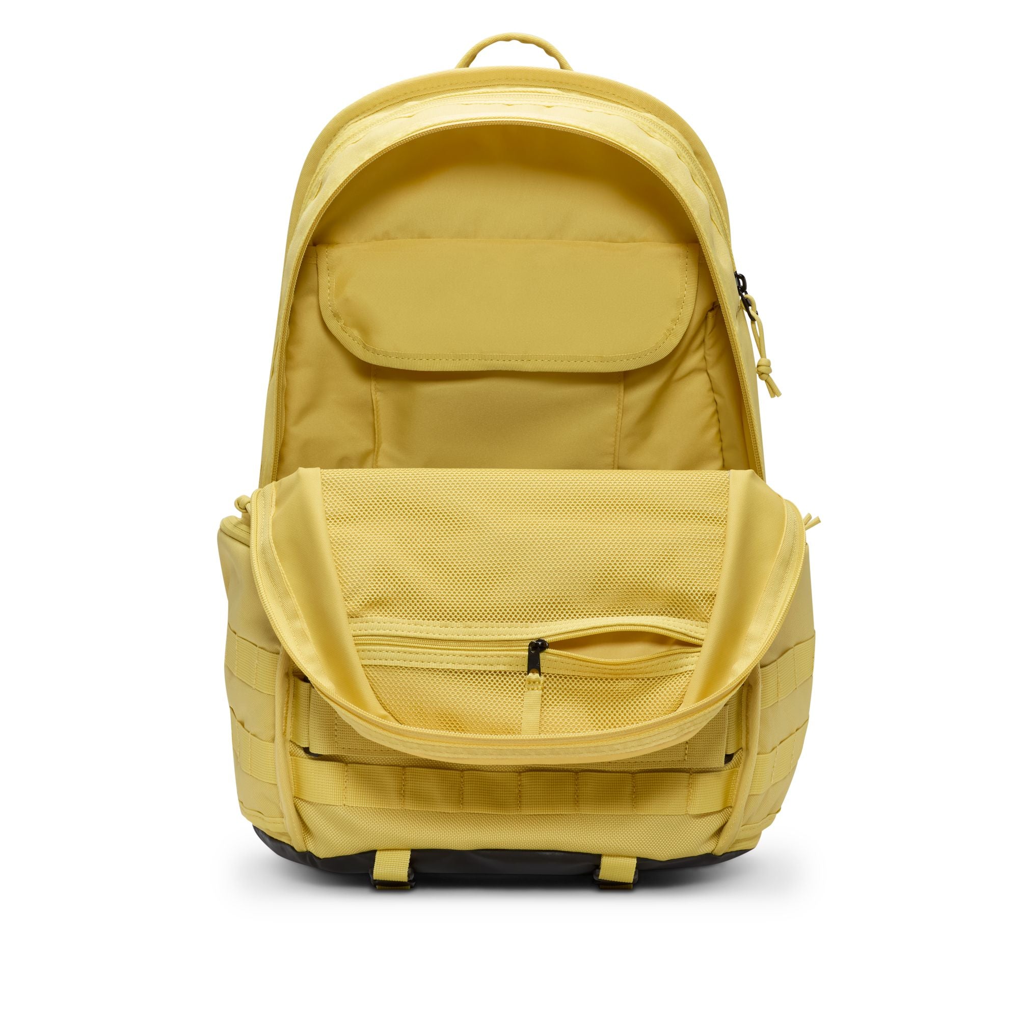 Yellow nike sb prm skate backpack with Nike logo on a white background