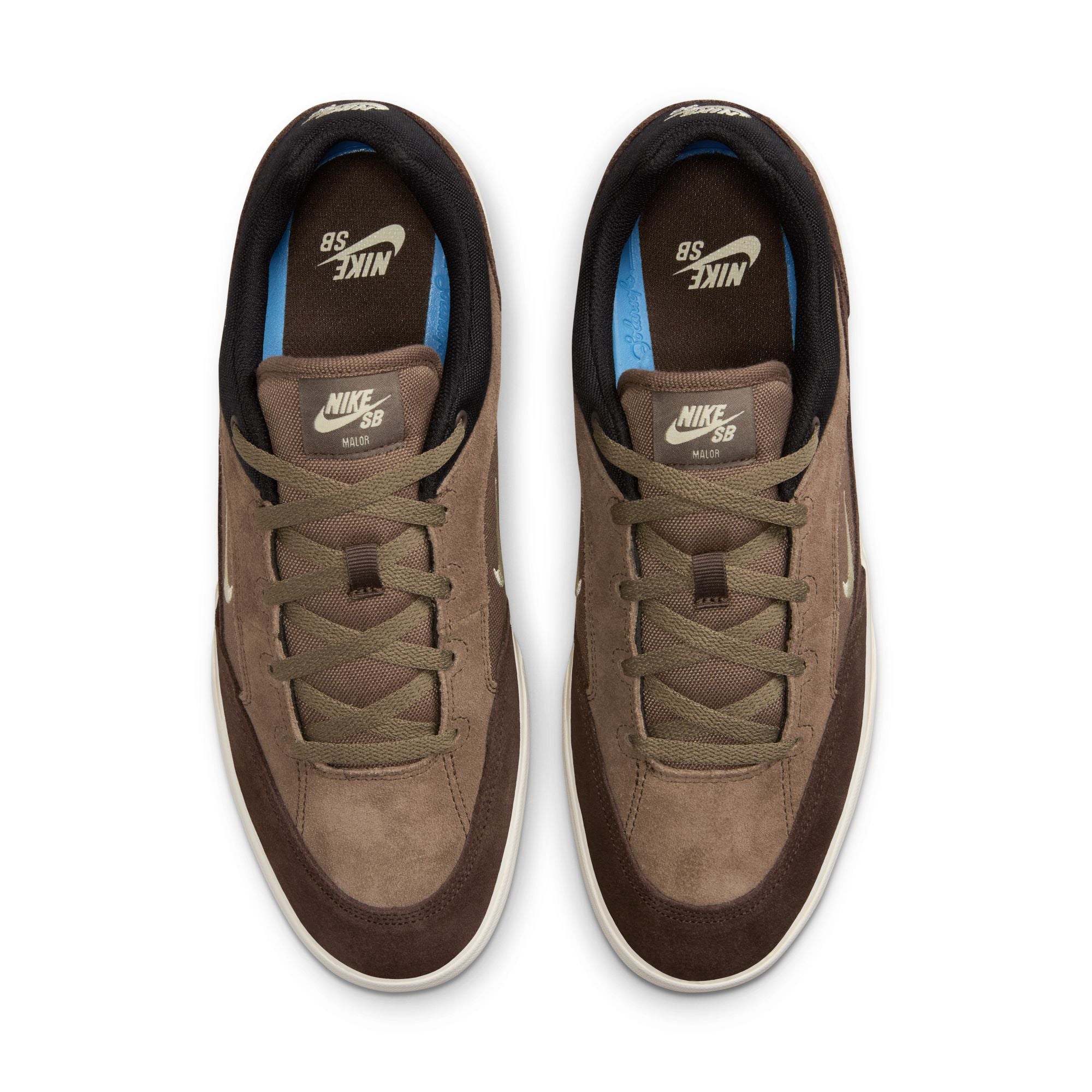 2 tone brown men's nike malor skate shoes with white sole
