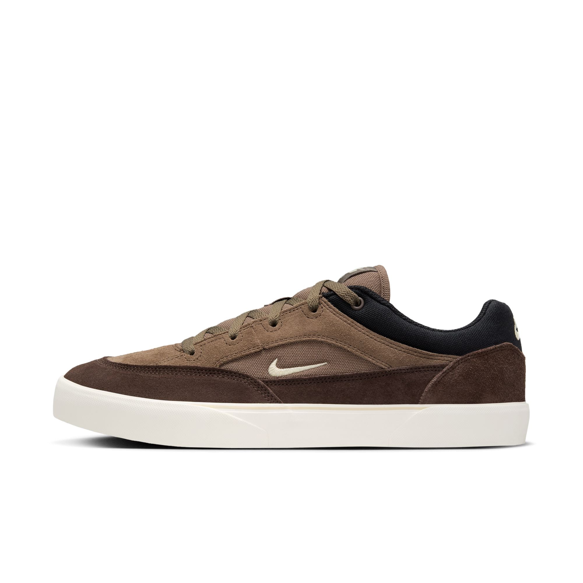 2 tone brown men's nike malor skate shoes with white sole