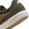 olive green nike sb malor suede skate shoes with white soles