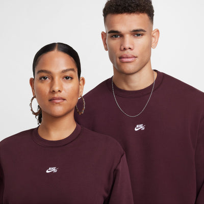 burgundy nike sb fleece crew neck sweatshirt