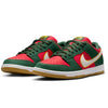 green and red nike sb Seattle Supersonics dunk low pro with with stripe outlined in yellow with white and gum sole