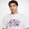 white nike sb men's tee shirt with spray paint can art