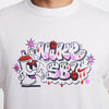 white nike sb men's tee shirt with spray paint can art