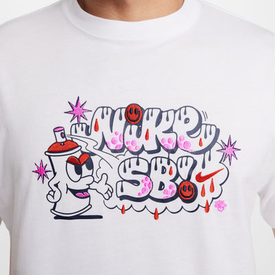 white nike sb men's tee shirt with spray paint can art