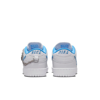 WHITE NIKE SB AND NICOLE HAUSE COLLABORATION WITH PLAID BLUE SWOOSH AND WHITE SOLE