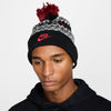 black, white and red nike knit beanie