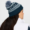 Navy blue and white nike knit beanie