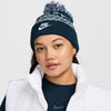 Navy blue and white nike knit beanie