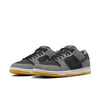 black and grey nike sb dunk low dark smoke with white and gum sole