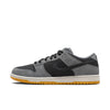 black and grey nike sb dunk low dark smoke with white and gum sole