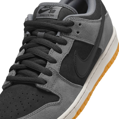 black and grey nike sb dunk low dark smoke with white and gum sole