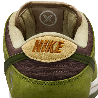 Yuto Horigome Nike SB Dunk Low Pro
Skate Shoes with green and tan suede upper and white and green sole