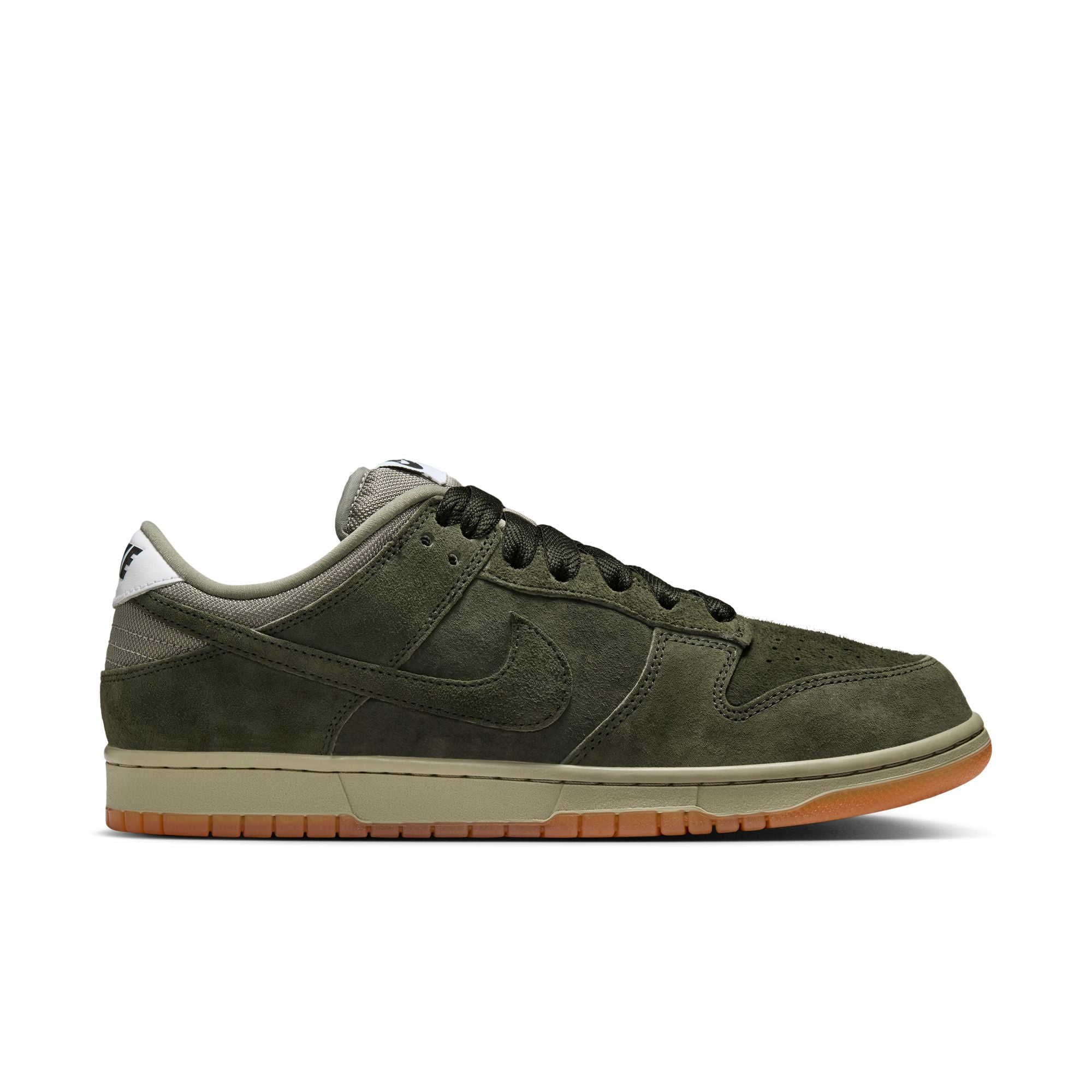 dark green nike sb dunk low pro b sequia skateboard shoe with grey and gum sole