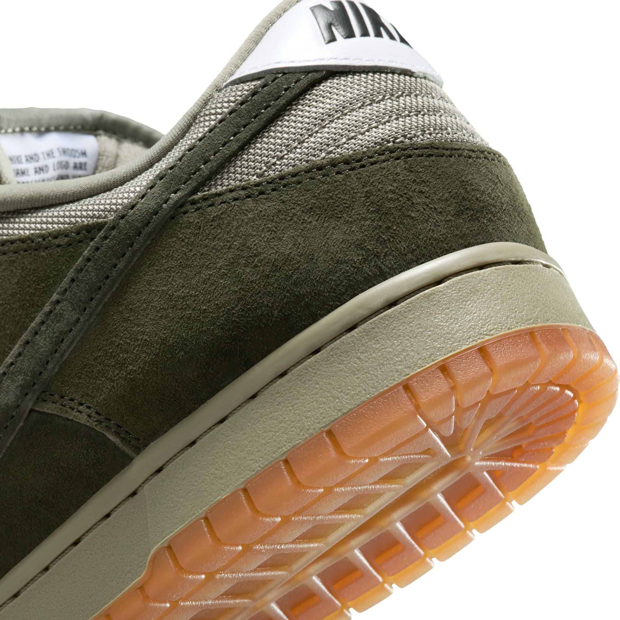 dark green nike sb dunk low pro b sequia skateboard shoe with grey and gum sole