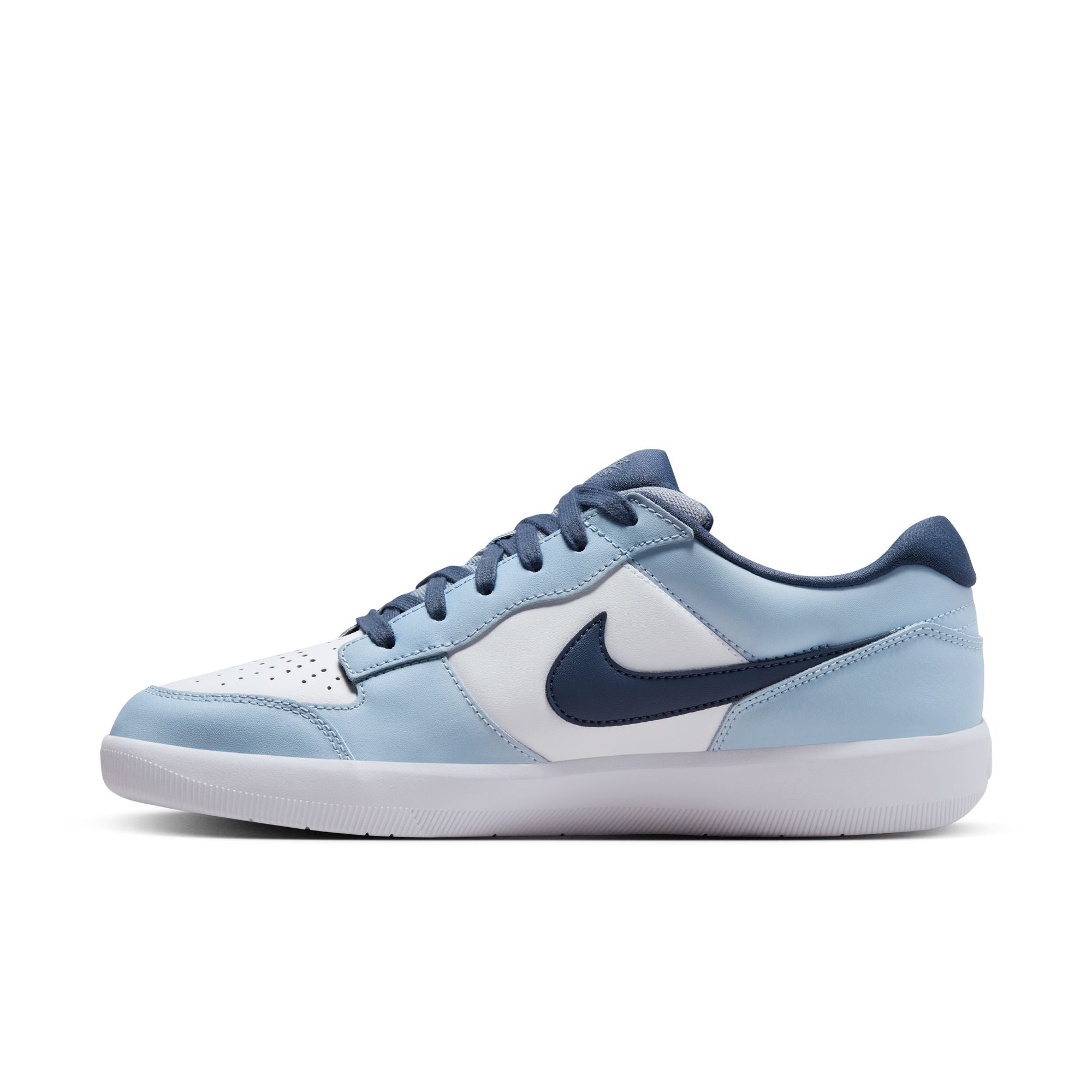 Light Blue and white Nike sb force 58 premium skateboard sneaker with Nike logo on a white background